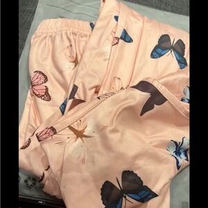 SHEIN Pink Butterfly Pajama Set